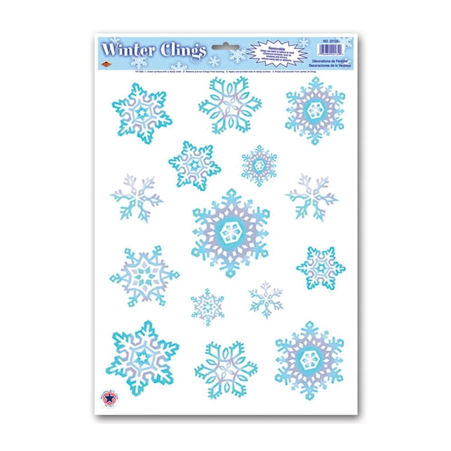 Adhesivos para Ventanas Beistle Copos de Nieve de Cristal Paquete de 12