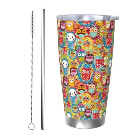 

Tideii Boho Cute Owls for 20OZ Car Cup Stainless Steel Cold and Hot Cup with Lid Suitable for Outdoor and Home Unisex-Straw Two-piece Set