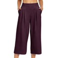 thumbnail image 2 of LEKODE Women Wide Leg Dress Pants High Waist Work Trousers Pleated Palazzo Pants Business Casual Outfits with Pockets Dark Purple M, 2 of 7