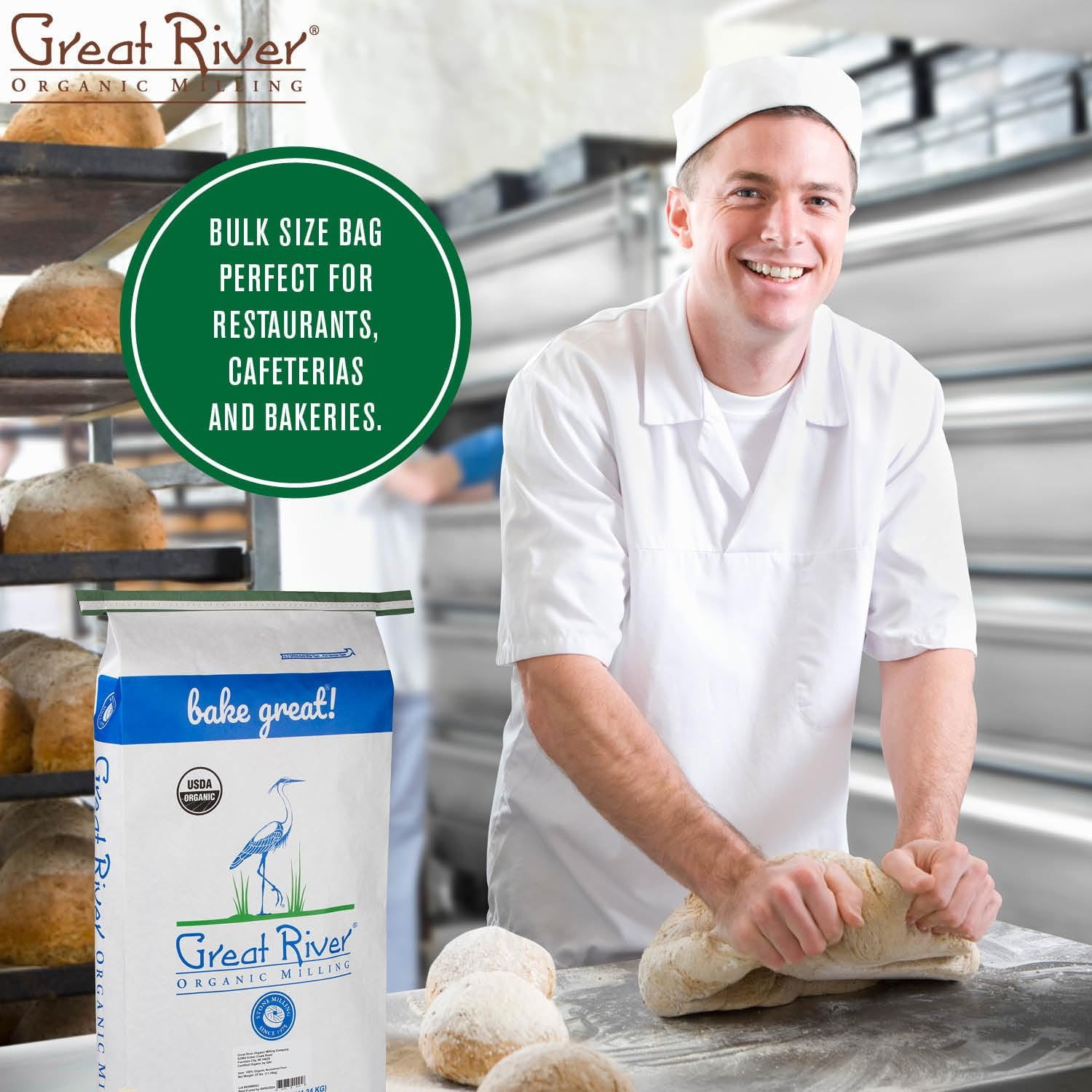 Great River Organic Milling Organic Gluten Free Buckwheat Flour  Gluten-Free Flour Alternative  Non-GMO, Kosher, USDA Organic  Ideal for Crepes, Pancakes, Waffles, Baking & More  25 Lb Pack of 1