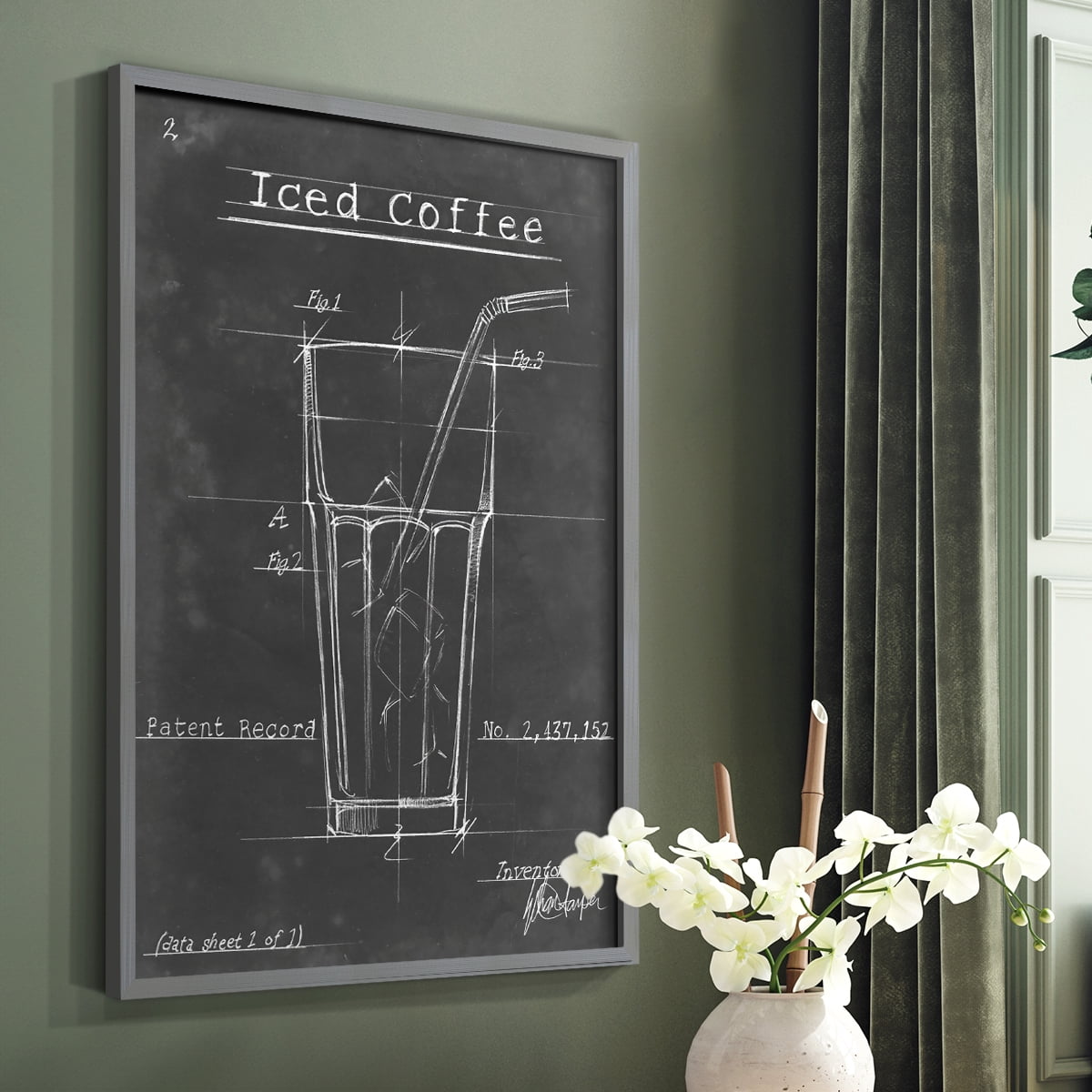 Morning Routine IV Framed Print in Gray Solid Wood Framed Print No Nail Hanging