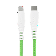 onn. Lightning to USB-C Rainbow Charging Cable, Yellow, 6'