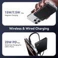 thumbnail image 5 of Kuulaa 10000mAh Ultra Thin Magnetic Power Bank,20W PD Fast & 15W Wireless Charging Compatible for iPhone 17/16/15/14, Samsung S24/S23 & Android, 5 of 7