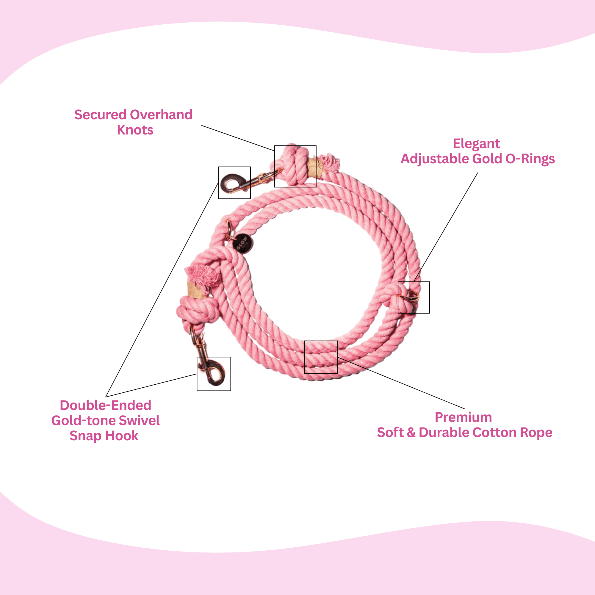 Light Pink Hands-Free Leash - Glow Pups