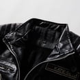 thumbnail image 3 of Men's Leather Sports Motorcycle Jacket - Stand Up Collar, Fitted Fit, Badge Details, 3 of 3