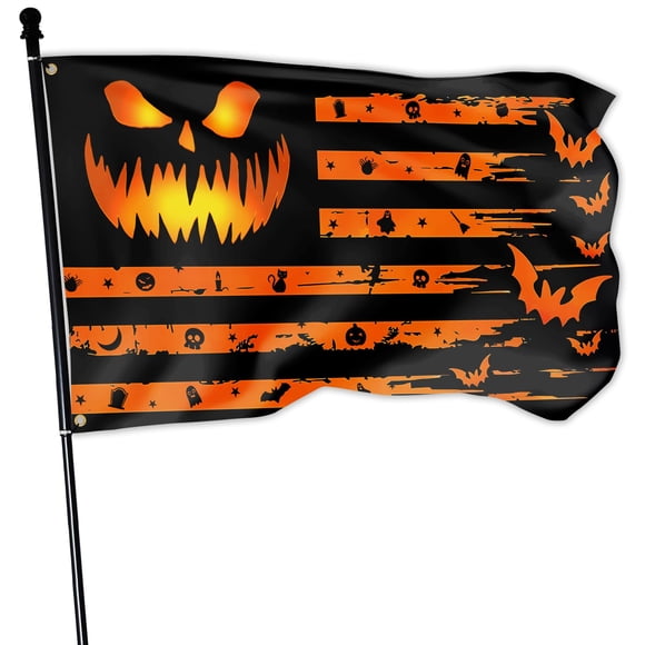 Bandera de Halloween VOZUN Scary Ghost Smile Calabaza 90 x 150 cm