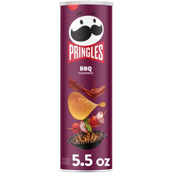 Pringles BBQ Potato Crisps Chips, Lunch Snacks, 5.5 oz Canister