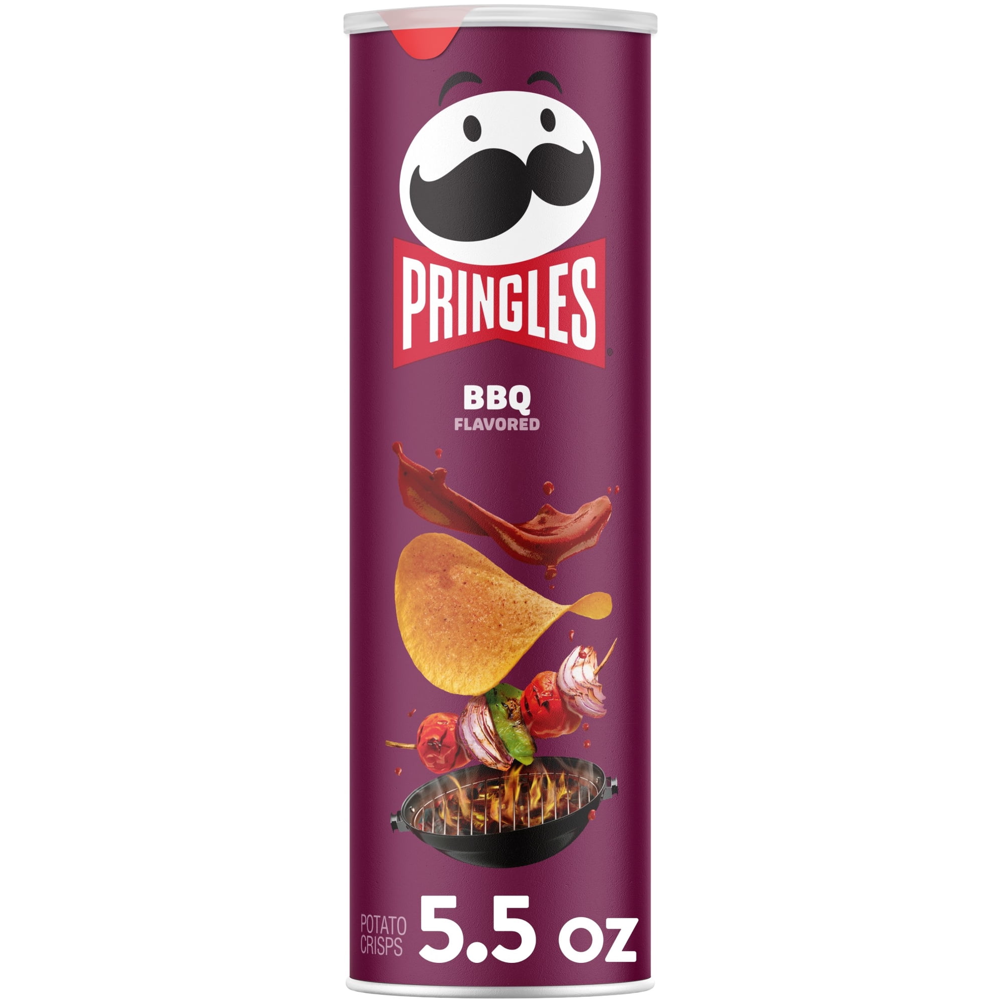 Pringles BBQ Potato Crisps Chips, Lunch Snacks, 5.5 oz Canister