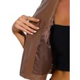 thumbnail image 5 of INSPIRE CHIC Women's Metallic Faux Leather Lapel Collar Sleeveless Zip Cropped Vest XL Coffee Brown, 5 of 6