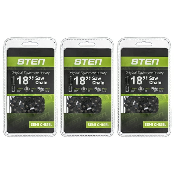 8TEN Chainsaw Chain 18 inch .325 Pitch for Husqvarna Stihl MS210 3 Pack 810-CCC2227H