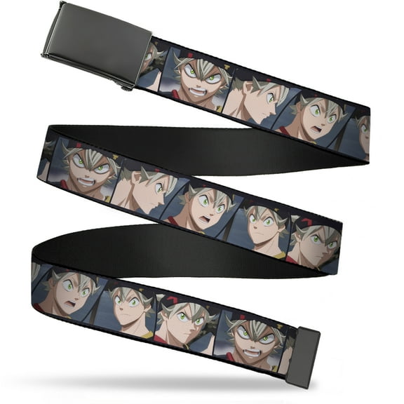 Adjustable Belt, Clamp Buckle, Cut-to-Fit, Black Clover Asta Five Expression Blocks