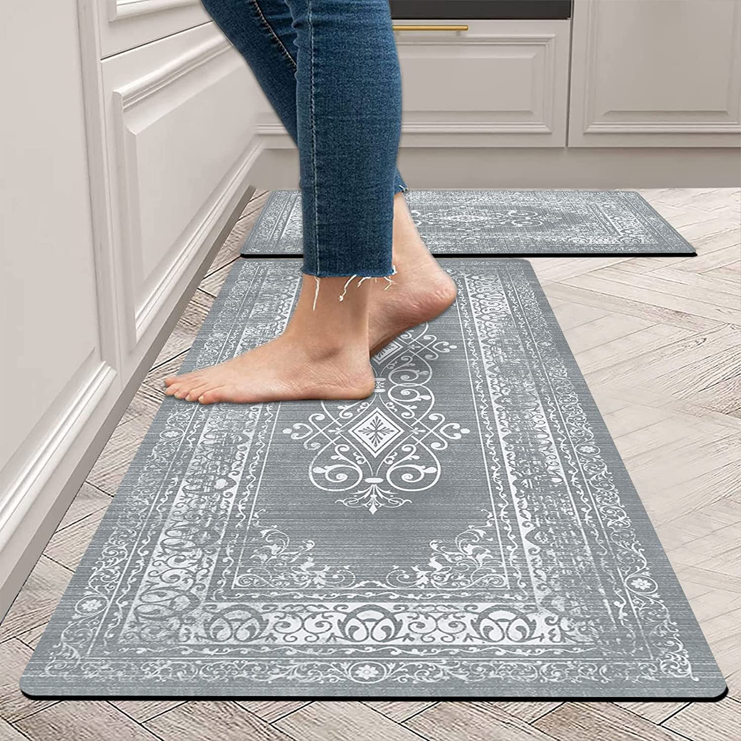 Grey Ribbed Utility Mat – Covered By Rugs