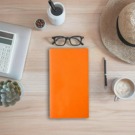 Pocket Grid Notebook (7.09x3.94 in) - Thick No Bleed Paper, Portable Small Notepad for Gel, Fountain & Ballpoint Pens | Durable Bound Journal for Office, & Creative Notes Orange
