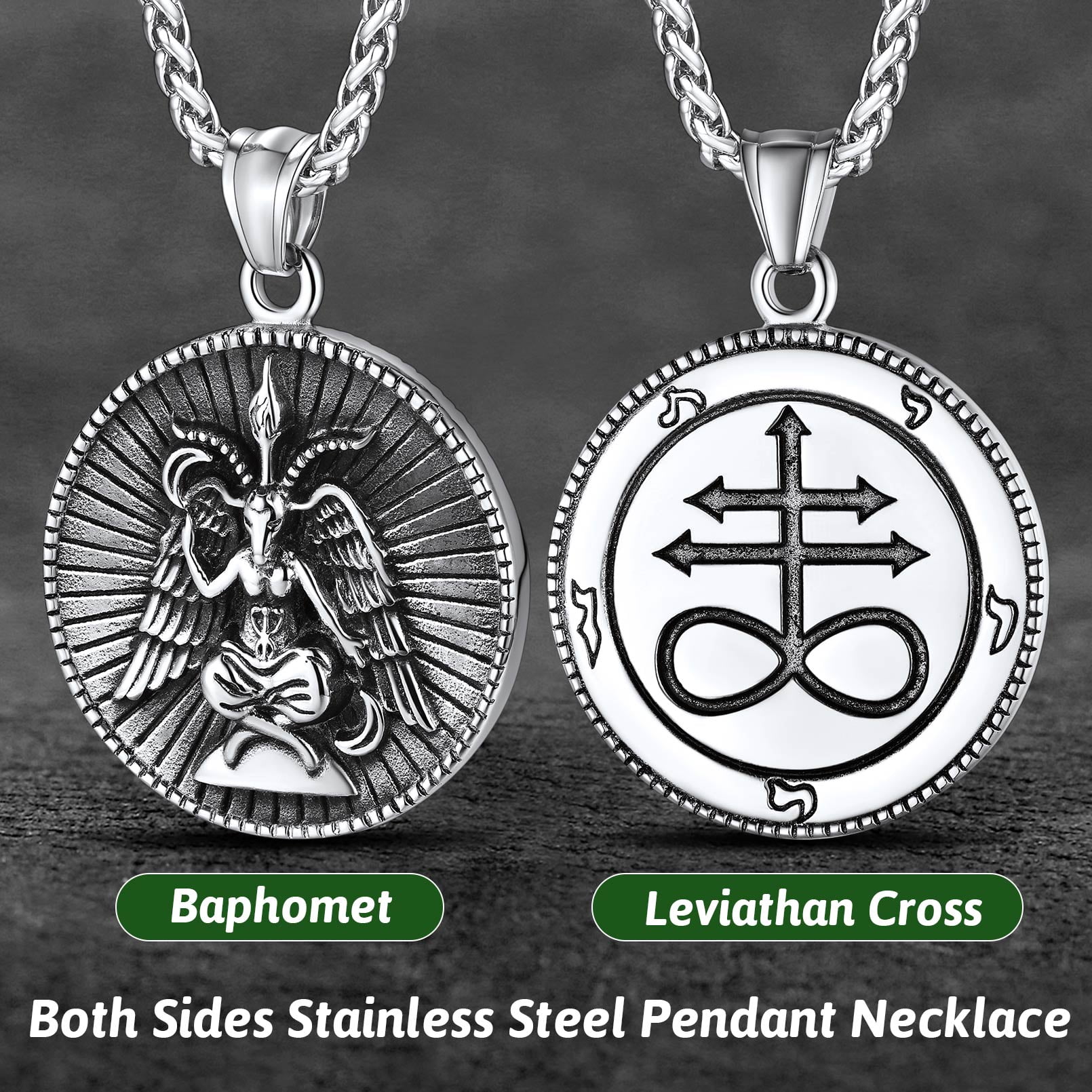 FaithHeart Men's Leviathan Cross Brimstone Pendant Necklace