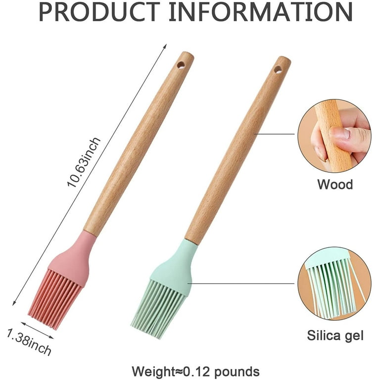 Heldig Set of 2 Silicon Basting Brush - High Temperature Resistance  Silicone Grill Brush Soft Bristles Kitchen Silicon Brush Easy To Clean  Suitable