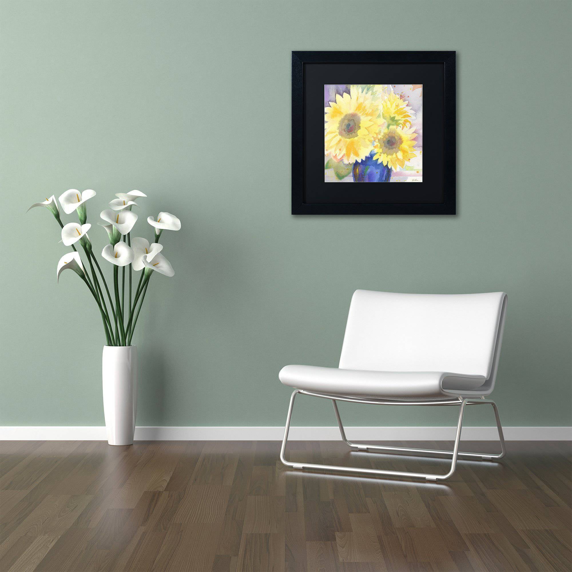 Trademark Fine Art "White Iris" Canvas Art by Sheila Golden Black Matte, Black Frame