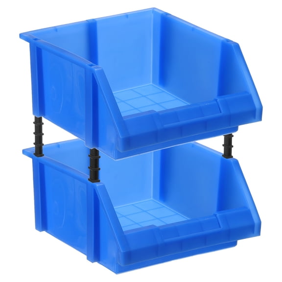 Uxcell 2pcs Plastic Shelf Bins 8.3" x 7.7" x 4.3" Wall Mounted Storage Bins, Blue