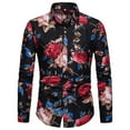 thumbnail image 1 of Pompotops Mode Hommes Rose Imprimé Style Vacances Bord de Mer Chemise à Manches Longues en Vente, 1 of 4