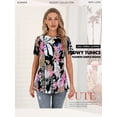 thumbnail image 3 of Nlife Women Floral Print Top Short Sleeve Tunic Boho Blouse Casual Summer Shirts, 3 of 9