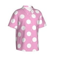 thumbnail image 2 of Daiia Pink And White Polka Dot Hawaiian Shirt for Men Gentle Cotton Regular Short Sleeve Casual-Medium, 2 of 9