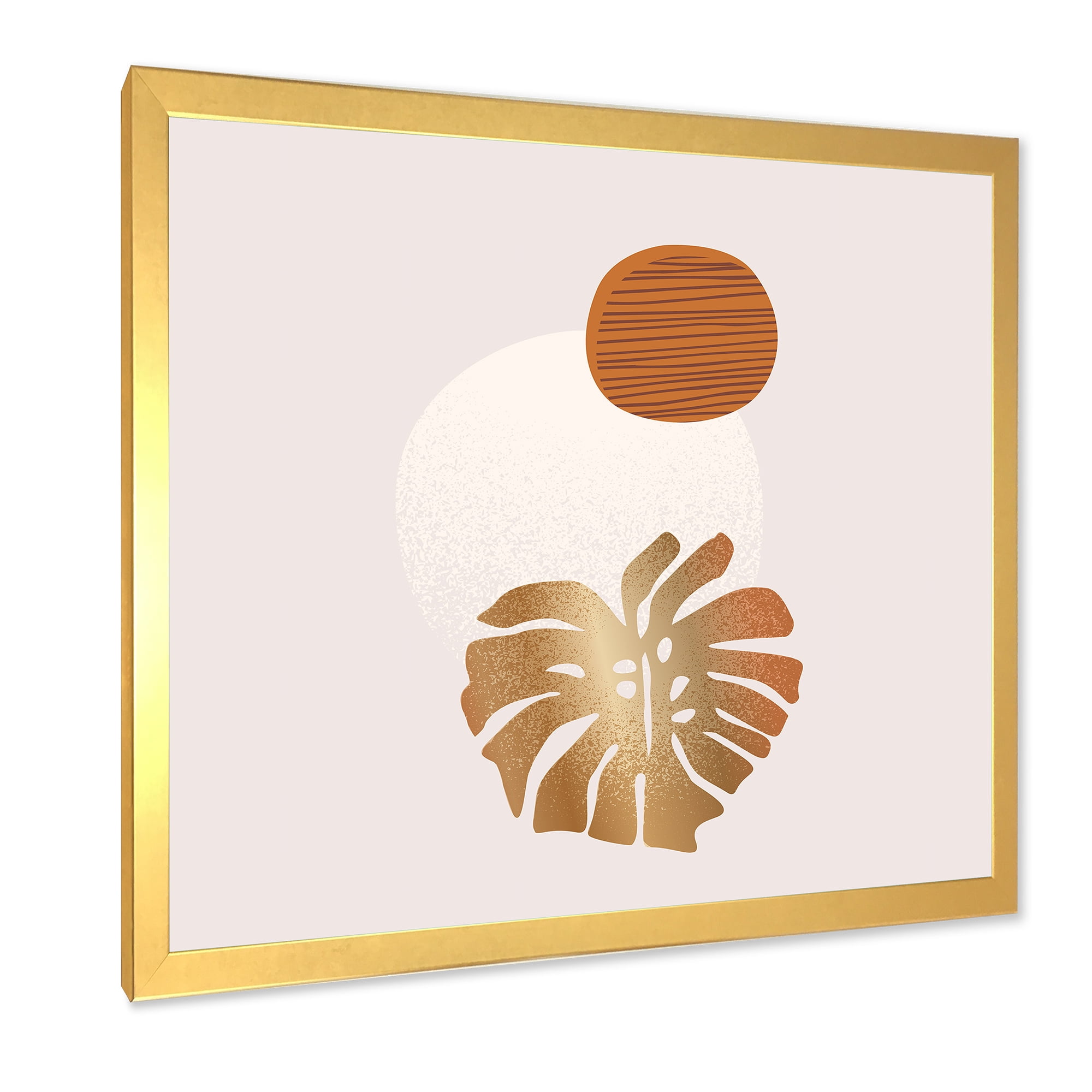 Designart 'Abstract Geometry Shapes and Tropical Palm Leaf II' Modern Framed Art Print