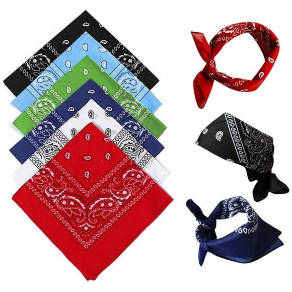 Bandana Foulard pour Femmes Hommes 6 Pcs, Foulard Cachemire en Coton Foulard de Tête, Foulard Nicki Carré Bandana Foulard pour Motocyclistes - Aussi comme Mouchoir