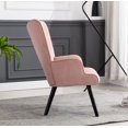 thumbnail image 4 of Leisure Chair Accent Chair Armchair Upholstered Wingback Chair with Wood Legs Reading Chair for Living Room Home Office Bedroom, 4 of 7
