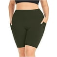 thumbnail image 2 of SEAOPEN High Waisted Biker Shorts for Women Tummy Control Fitness Athletic Workout Running Yoga Gym Shorts Today 5XL Army Green, 2 of 7