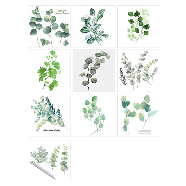 Agiferg 1Set 10pc Self Adhesive Tile Cartoon Print Sticker Kitchen Bathroom Wall Sticker Decoration
