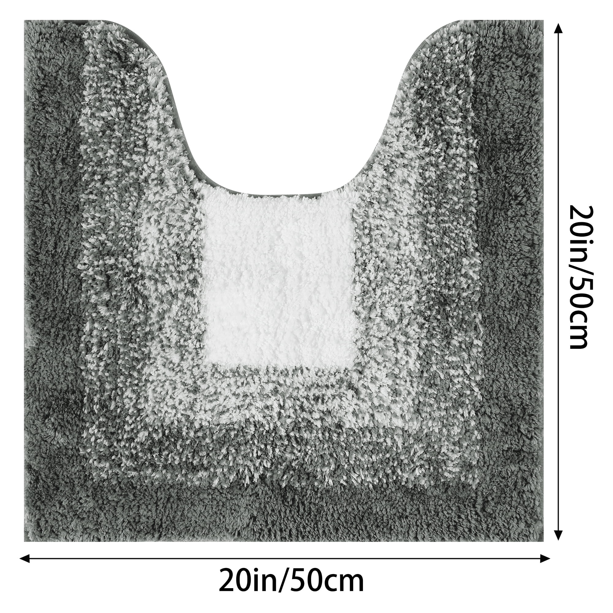 Unique Bargains Absorbent Bath Rug Non-Slip Plush Shaggy Bath Carpet Bath Mats Gray Geometry U-Shaped 20" x 20"