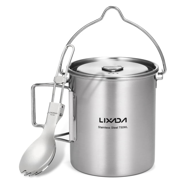 Lixada kitchenware,750ml Handle Outdoor Picnic Stainless Steel With Lid And Lid And Handle And Handle Outdoor Water Cup With Cup Pot With Handles And Handles And Lid Huiop Pot Cup Stainless