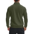 thumbnail image 5 of Men's Quarter Zip Pullover Sweatshirt, Stand Collar Fleece Lined Casual Winter Fall Solid Top with Pocket for Daily Use and Outdoor Leisure,Army Green,L, 5 of 8