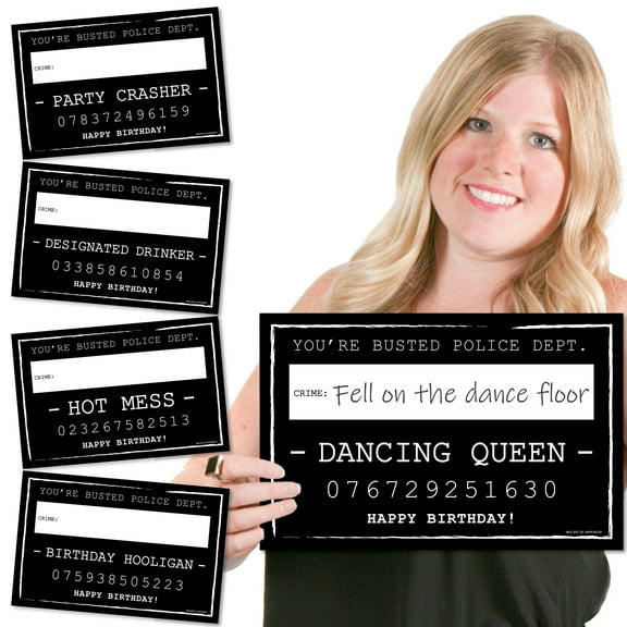 Big Dot of Happiness Birthday Party Mug Shots - Photo Booth Props Party Mugshot Signs - 20 Count