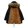 thumbnail image 4 of Qertyioot Winter Hooded Tops for Women,And Plush Loose Drawstring Long Solid Color Jacket, 4 of 7