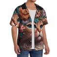 thumbnail image 4 of Honeii 's Flower Crown Cat for men's short-sleeved button-up collared shirt featuring a pocket, perfect for beach vacations, and travel adventures., 4 of 5