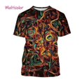 thumbnail image 1 of Trendy Graffiti Paint Vertigo Neon Painted Abstract 3D Printed T Shirt Colorful Hypnotic Distorted Line Unisex Short Sleeve Tees, 1 of 5