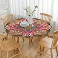 thumbnail image 3 of Elastic Edge Round Tablecloth 44 Inch, Waterproof Oxford Fabric, Paisley Design, Durable and Wipe Clean for Dining or Patio Use, 3 of 7