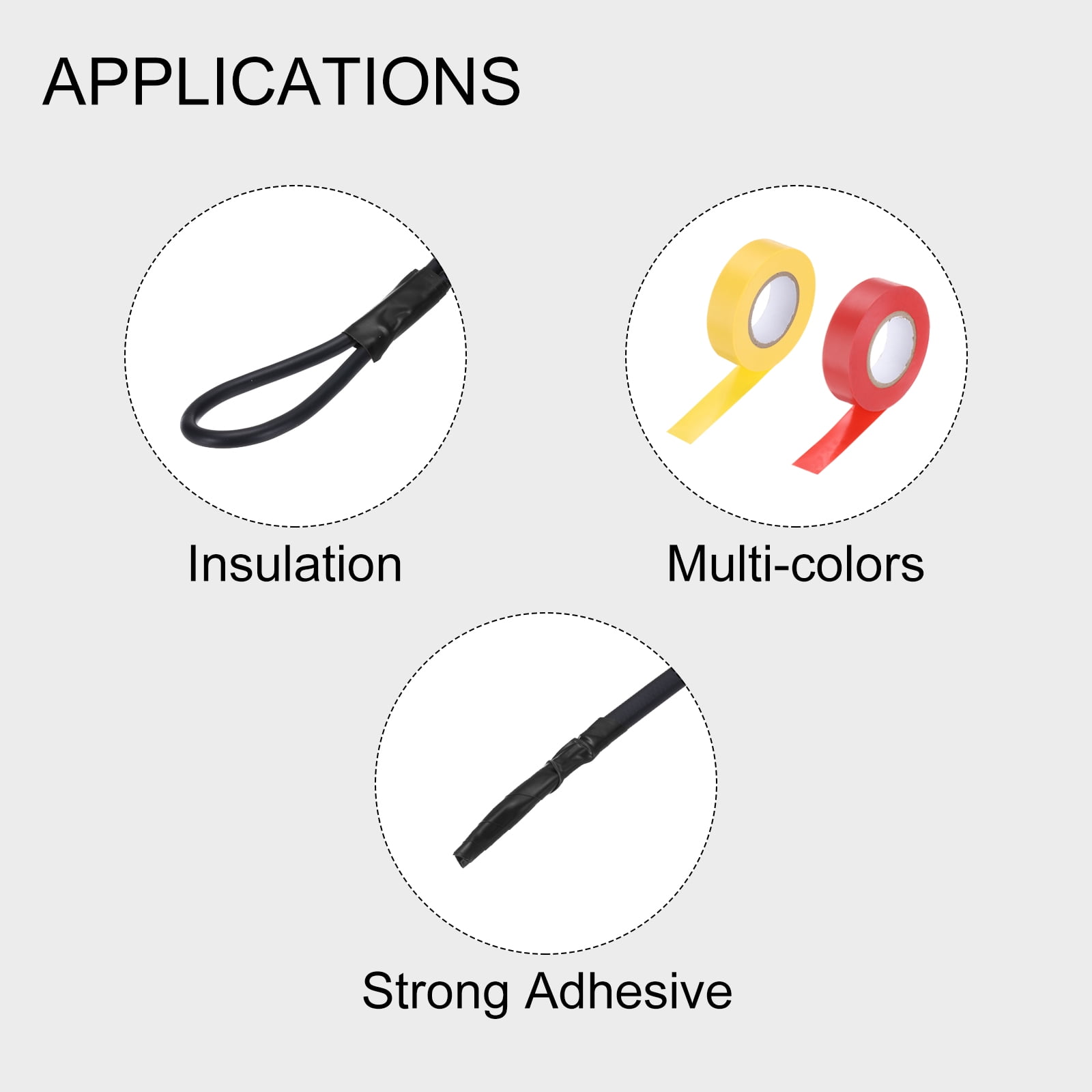 Uxcell Electrical Tape, 3/4" x 66 Ft Adhesive Sticker Insulation Tape,Black,10Pcs