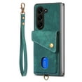 thumbnail image 5 of Nalacover for Samsung Z Fold 5, Slim Case Wallet with Credit Card Holder, Back Flip Premium Leather Magnetic Clasp Kickstand Wirst Hand Strap Shockproof Cover for Samsung Galaxy Z Fold 5, Green, 5 of 11
