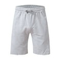 thumbnail image 3 of Men's Summer Fleece Hem Athletic Shorts Elastic Waist Drawstring Casual Gym Workout Bottoms Distressed Edge Lightweight Breathable Cotton Sweatshorts Gray, 3 of 5