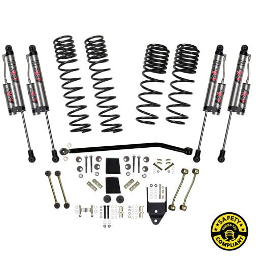 Fits 2021-2023 Jeep Wrangler JL Skyjacker Suspensions Lift Kit Suspension JL35R3BKXLT ADX 2.0 Aluminum Body Remote Reservoir; 3-1/2 Inch Front Lift; 3-1/2 Inch Rear Lift