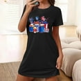 thumbnail image 5 of WREESH Independence Day Sleepwear Women's Short Nightgown with Patriotic Print Crew Neck T-Shirt Dress Black, 5 of 7