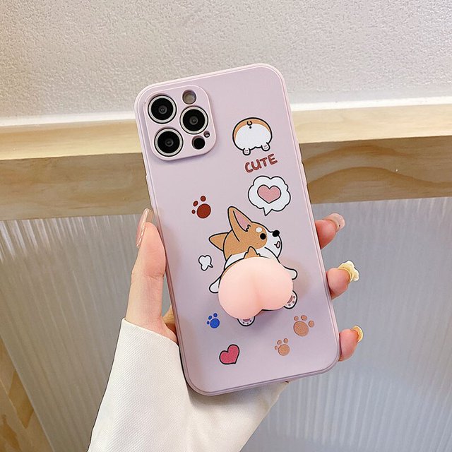 Bonita funda de silicona suave con dibujos en 3D para iPhone, carcasa con diseño de melocotón, Corgi, perro, glúteos, 6, 6S, 7, 8 Plus, X, XS, XR, SE, 11, 12, 13, 14 Pro Max, Mini Fivean unisex