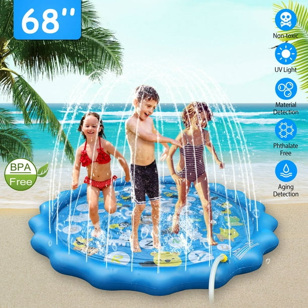 68 Inch Inflatable Splash Pad Sprinkler Splash Play Mat for Kids