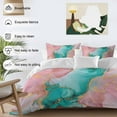 thumbnail image 3 of Pink Teal Duvet Cover Set Twin Size, Green Marble Abstract Cracks Texture Modern Art 4 Piece Soft Microfiber Bedding Set with 1 Duvet Cover, 1 Flat Sheet, 2 Pillowcases, 3 of 9
