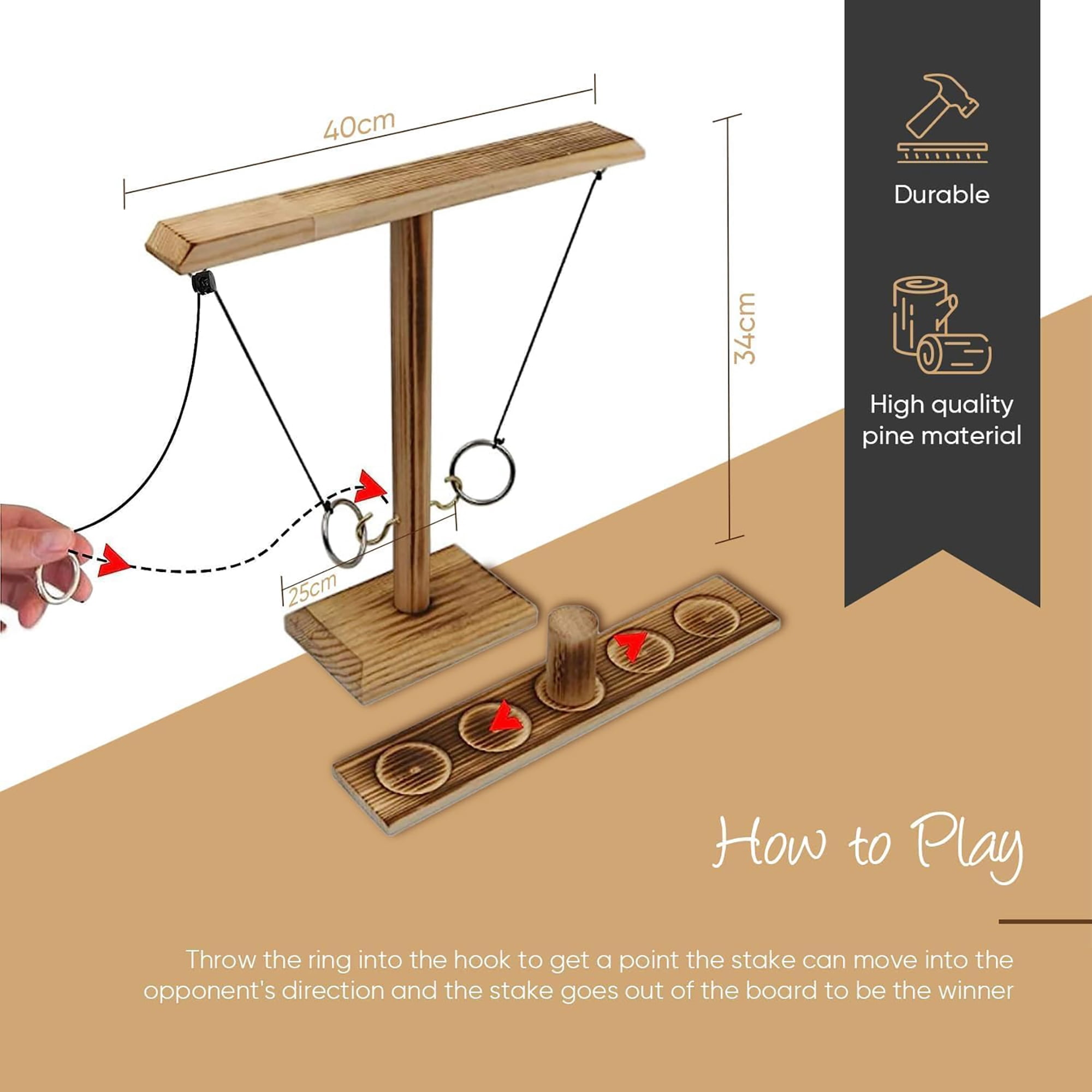Bolaball: Wooden Hook & Ring Toss Game