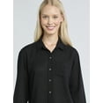 thumbnail image 4 of Time And Tru Women's and Women's Plus Linen Oversized Shirt with Long-Sleeves, Sizes XS-4X, 4 of 5