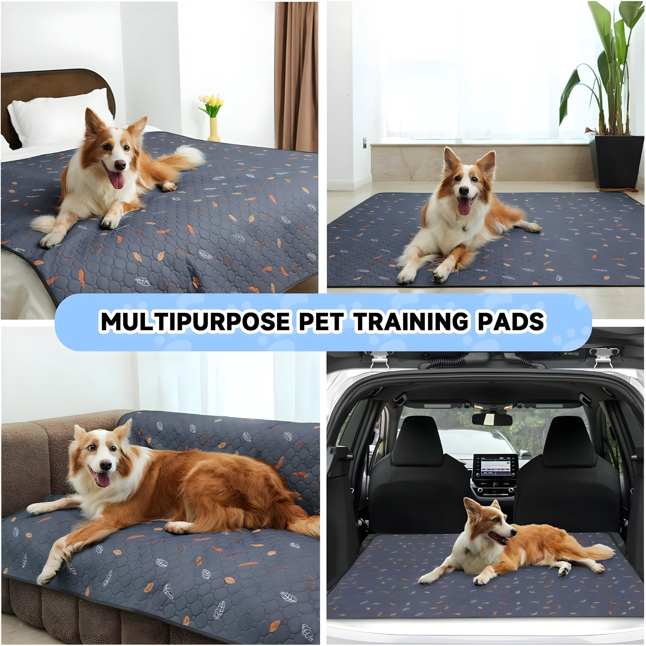 XIBUFE 2 Pack Washable Guinea Pig Pee Pads, 24" x 48" Waterproof Reusable Cage Liners, Absorbent Bedding Mat for Small Animal Guinea Pigs Rabbit Bunny Hamster