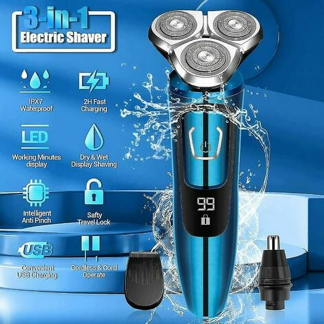 Maquinilla de afeitar eléctrica para hombres, nuevas afeitadoras eléctricas para hombres, inalámbricas, recargables, para uso en seco y húmedo, maquinilla de afeitar eléctrica para hombres,