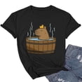 thumbnail image 2 of QHWAUAKFBN Womens T Shirts Graphic Fun Graphic Capybara Selfie Cute Cartoon Printed Multi Color Tshirts Top, 2 of 4
